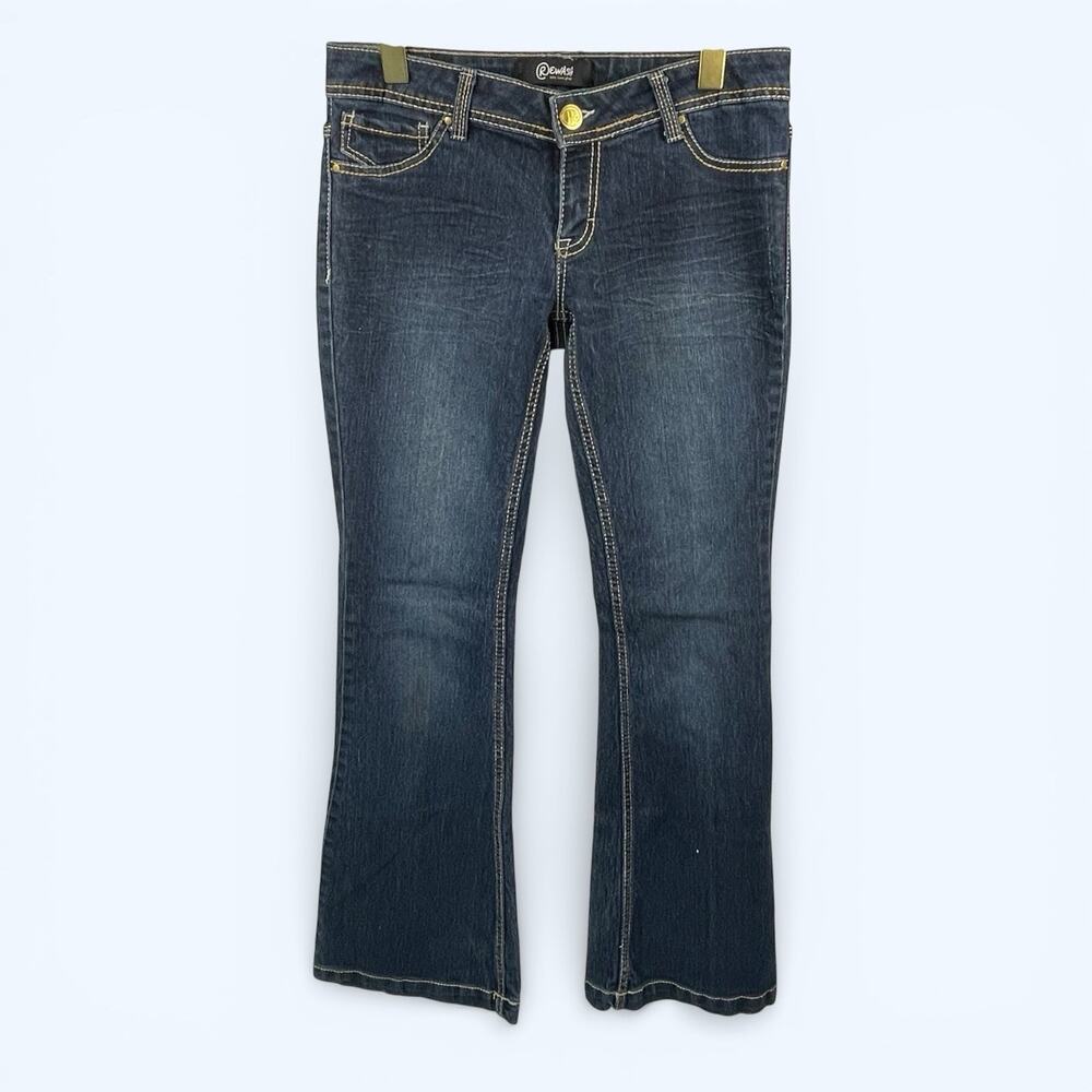 Rewash Women's Denim Jeans Flare Contrast Stitching Size 5
